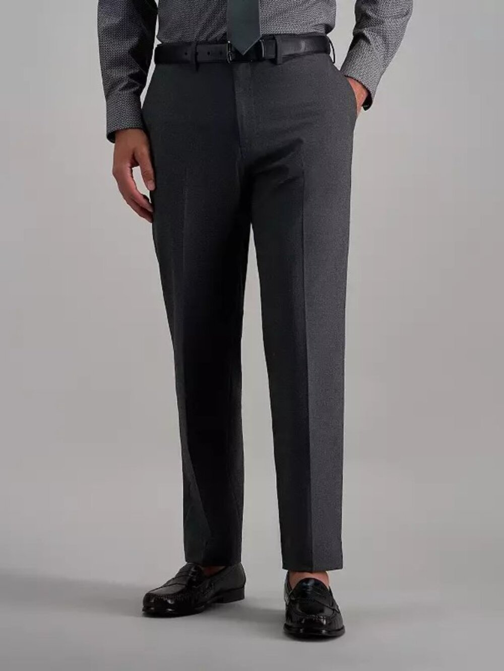 Men's Haggar Premium Flex Straight Fit Flannel Dress Pants, 30 X 30, Dark Grey